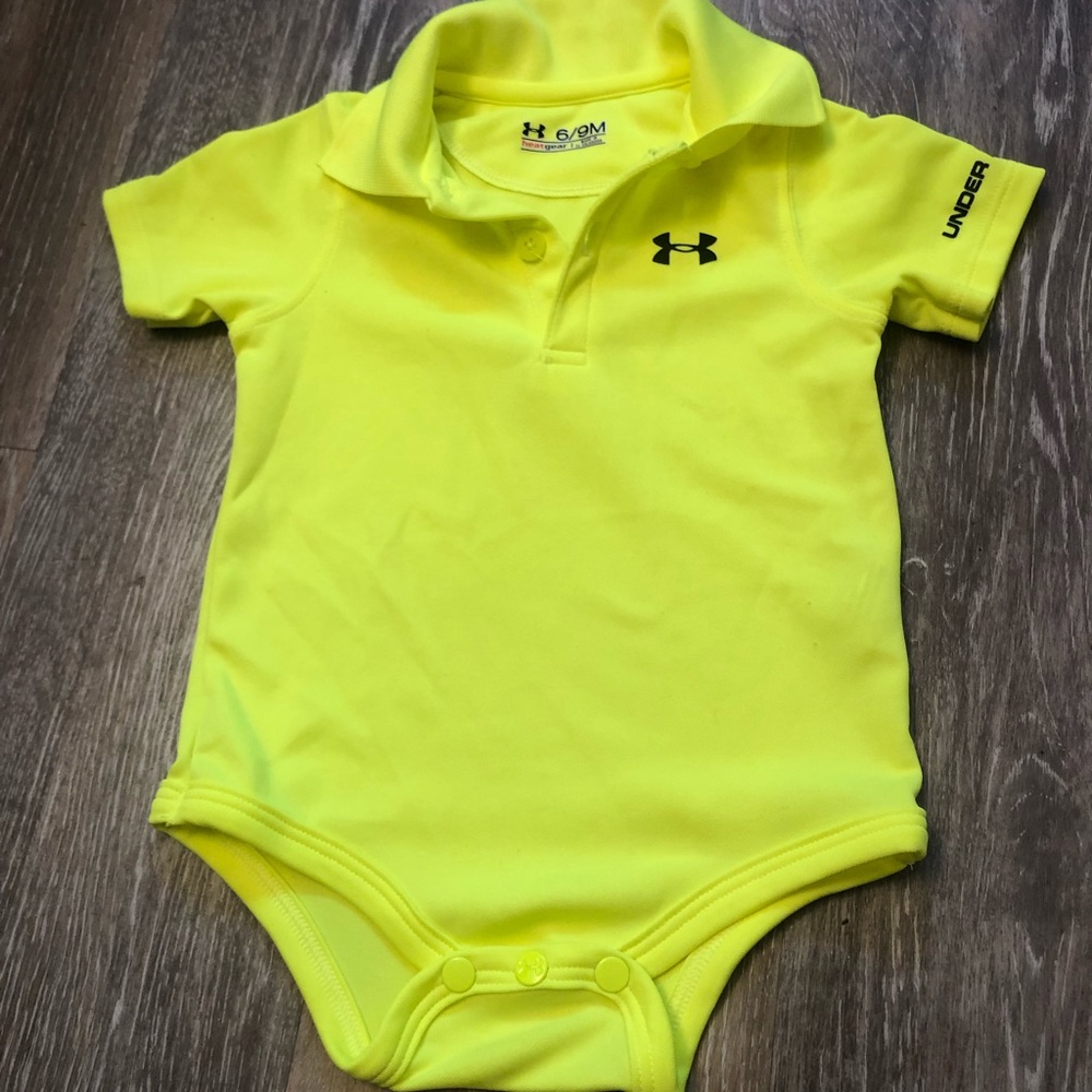 Fluorescent yellow under armor polo